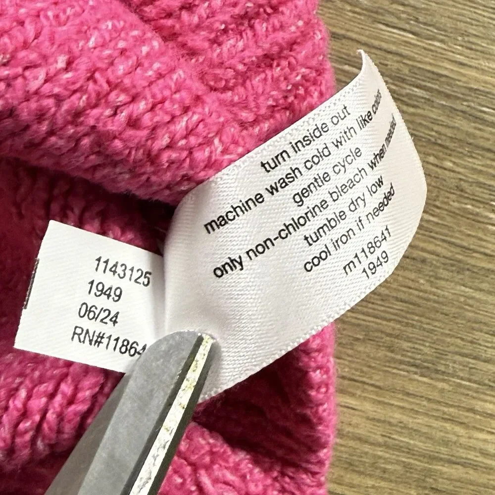Lane Bryant Sweater Women 26/28 Hot Pink Cable Knit Ribbed Hems Tunic Vneck